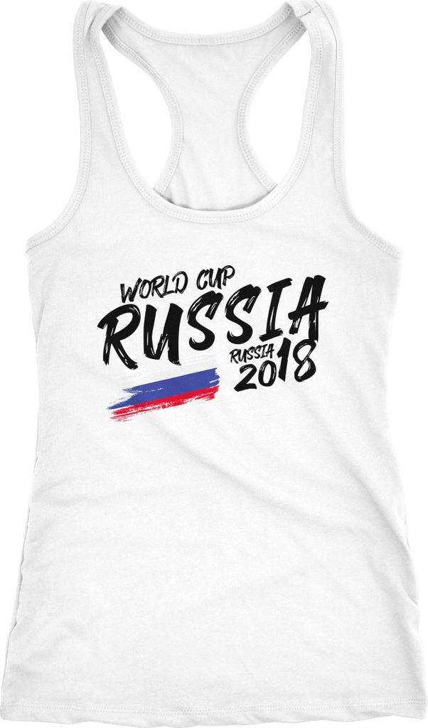 Damen Tank-Top Russland Russia Fußball WM Weltmeisterschaft 2018 World Cup Fan-Shirt Moonworks weiß XXL