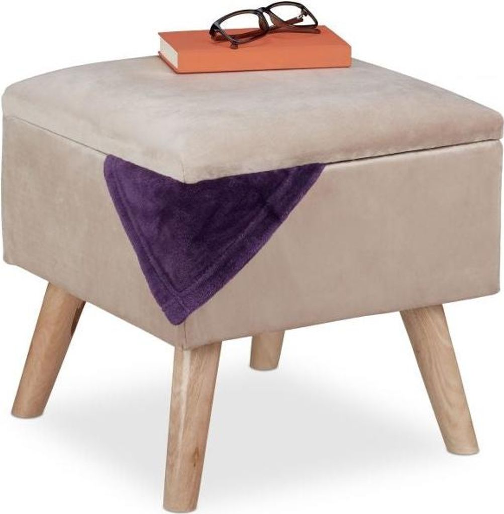Hocker aus Samt mit Stauraum, 43.5cm Länge, 42.5cm Breite, 24.5cm Höhe