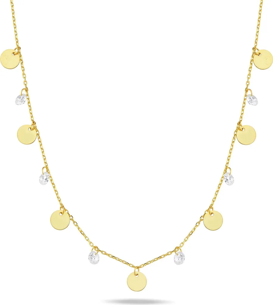 Chaîne argent 925 doré motif pailleté et zirconium haute brillance