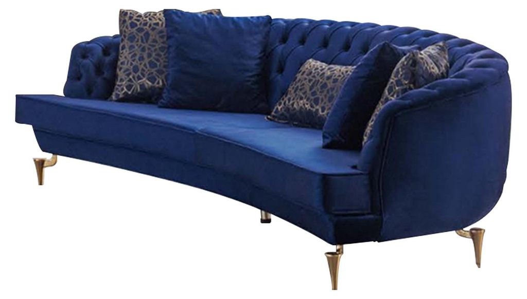Halbrunder Chesterfield Blauer 4-Sitzer Designer Polster Edle Couch Neu