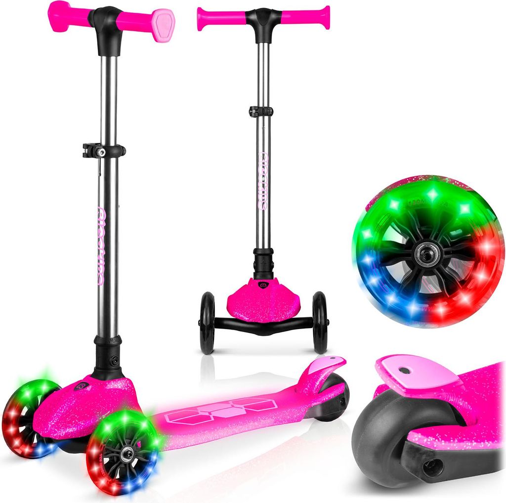 Ricokids Jelly Dreirad-Laufroller für Kinder, leuchtet im Dunkeln - pink