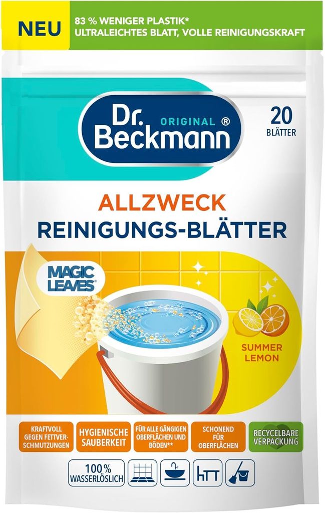 Dr.Beckmann Listki do mycia podłóg Lemon, 20 sztuk (PRODUKT Obrázek produktu 