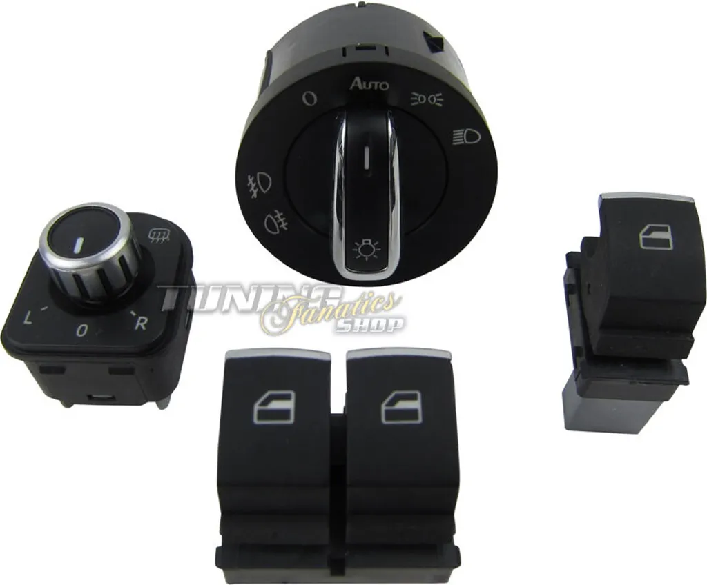 Set 2-EFH Interruttori Cromati per VW Seat: Ricambio OEM Quality