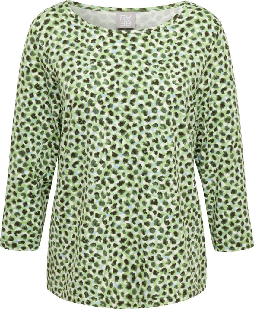 RABE Damen T-Shirt Grün Animal-Print Größe 36 lockerer Schnitt weich pflegeleicht