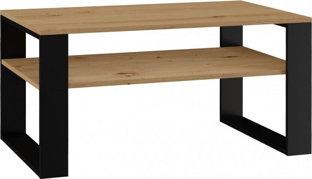 CDF Couchtisch Modern 1P | Farbe: Eiche Artisan-Schwarz | moderne Bank für ein Wohnzimmer, Zimmer, Büro | Form: Quadrat Rechteck