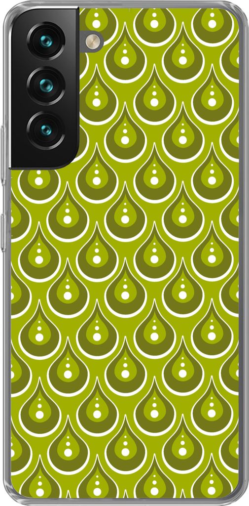 MuchoWow Handyhülle Schutzhülle Hülle für Telefoonhoesje Samsung Galaxy S22 Muster - Retro - Regen - Tropfen - Grün Silikon Softcase Handy H...
