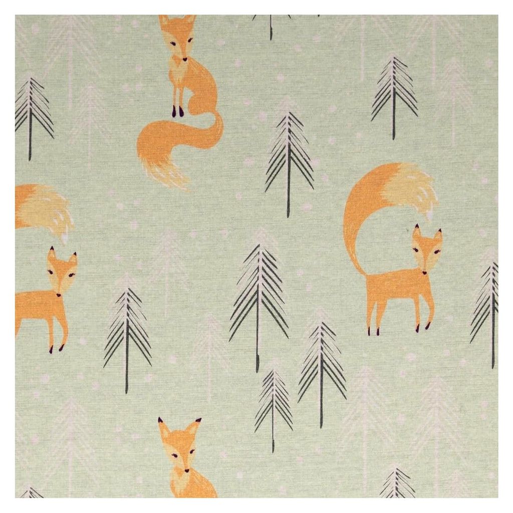 Alpenfleece | THERESA | Kuschelsweat | Füchse, hellmint | ab 50 cm | Meterware