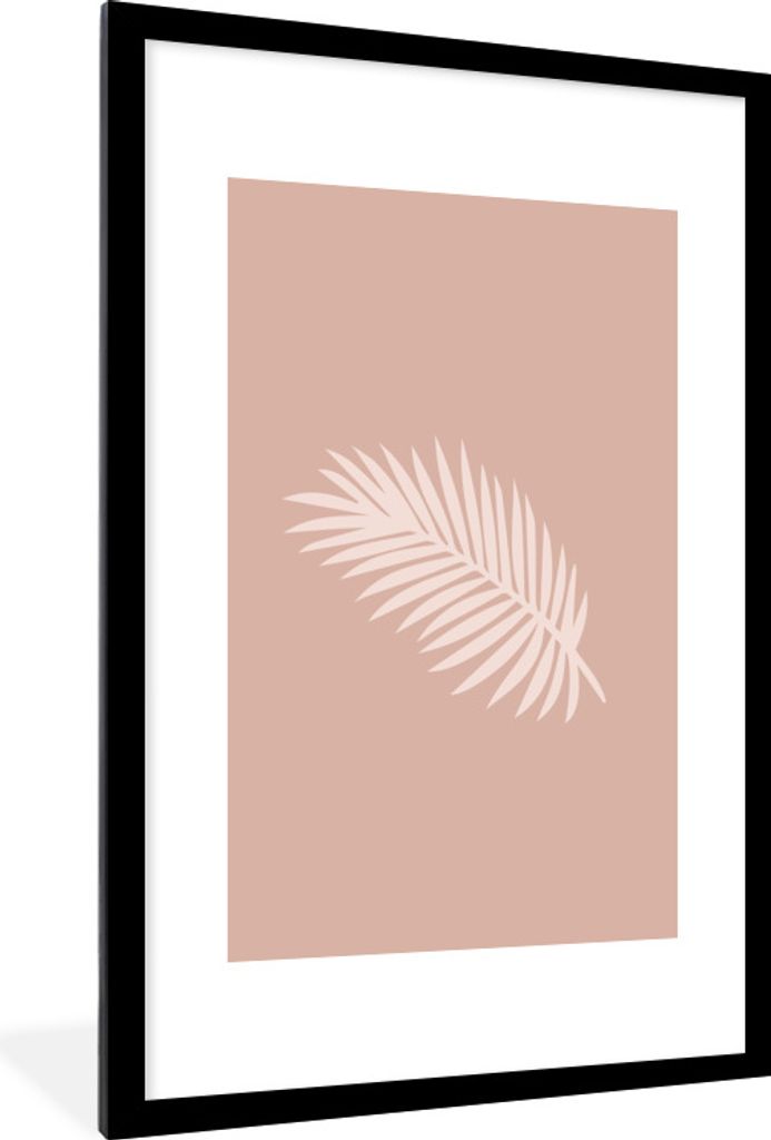 MuchoWow Gerahmtes Poster Sommer - Palmblatt - Rosa 60x90 cm - Poster mit Schwarzem Bilderrahmen Wandposter Rahmen Foto Bilder - Dekoration - Wan...
