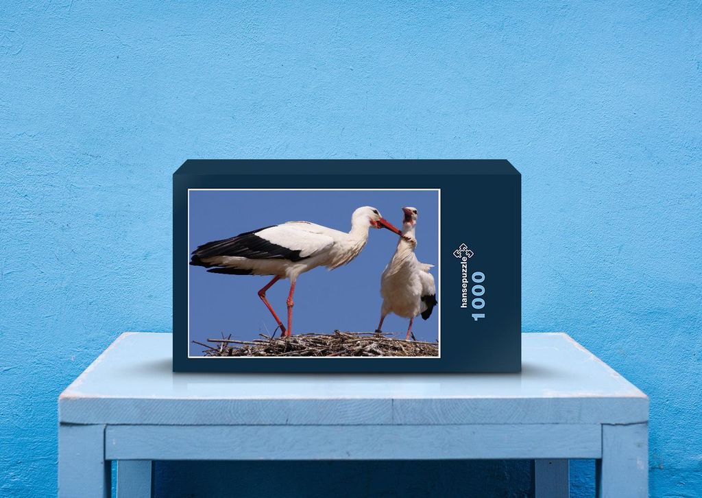 hansepuzzle 24417 - Storch im Nest Puzzle, 1000 Teile, Tierwelt, 60,0 x 46,0cm mit hochwertiger Aufbewahrung, Kartonbox & Beutel
