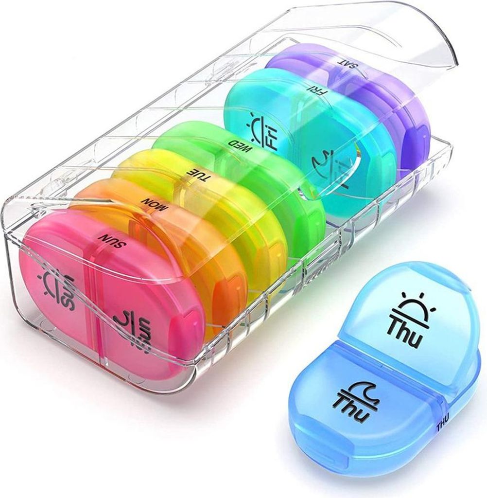 Tablettenbox 7 Tage Morgens Abends, Pillendose 2 F?cher, handlicher und feuchtigkeitsbest?ndiger Medikamentenbox fš¹r die Hand- oder Hosentasche,...