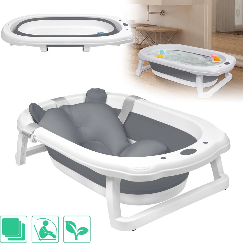 LARS360 Baby Badewanne Babywanne Kinder Faltbare klappbar Baden Sicher 0-8 Jahre Anthrazit