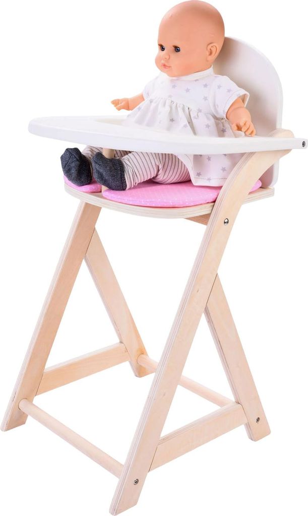 Angel Sports Puppenstuhl Holz rosa-weiß Kinderstuhl Puppenmöbel
