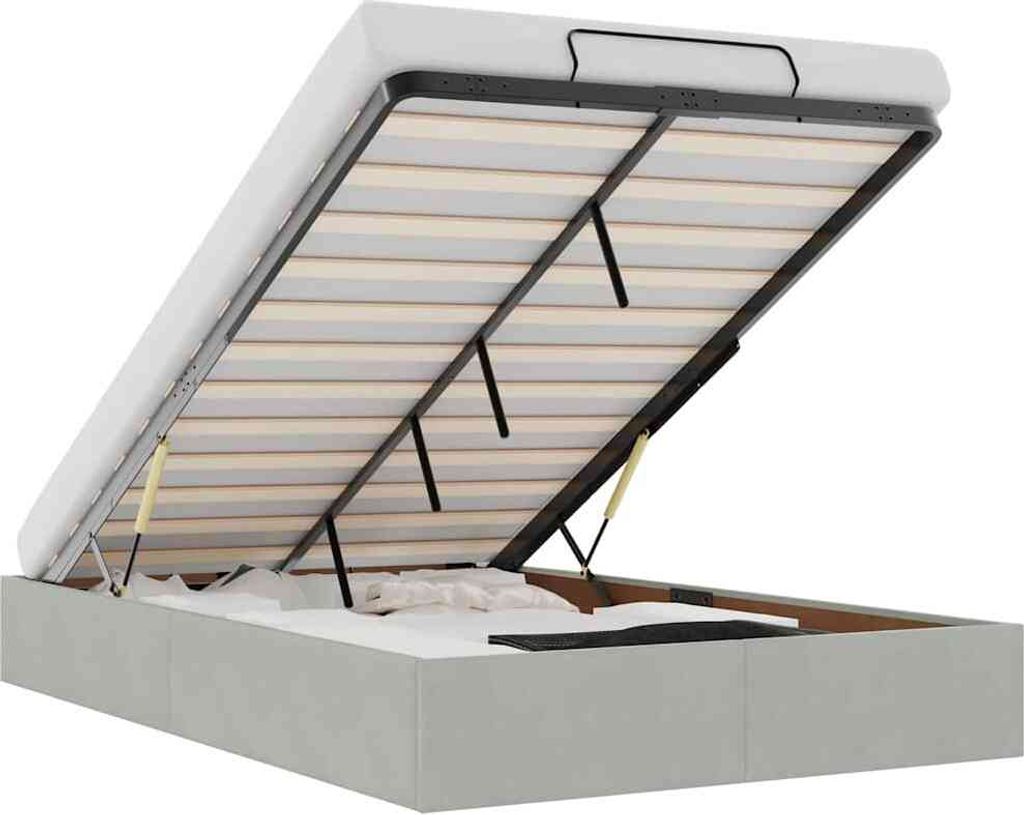 vidaXL Ottoman-Bett ohne Matratze Hellgrau 120x200 cm Samt