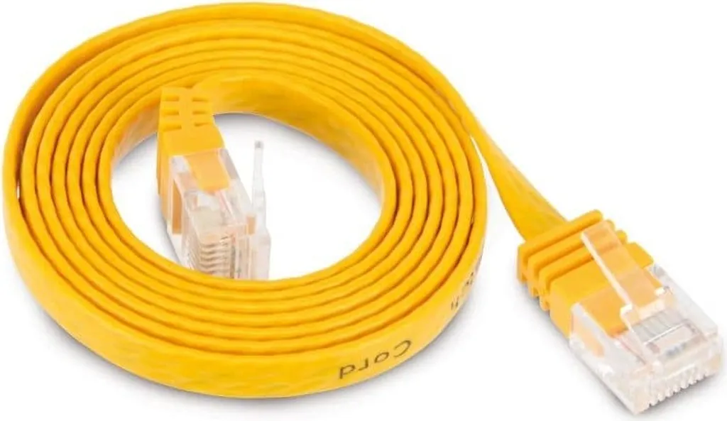 Cavo di Rete Patch Cat. 6 Piatto U/UTP 2m Giallo | Slim RJ45 Lan