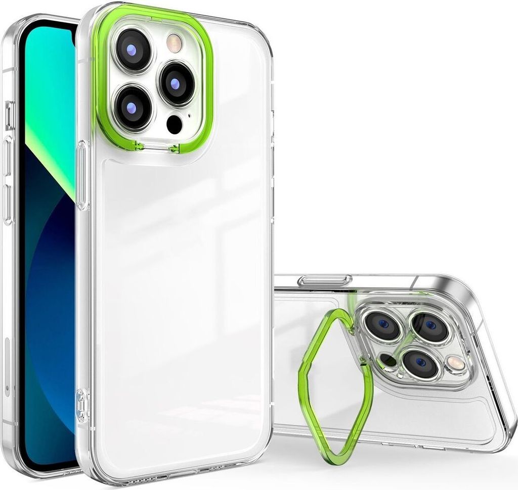 König Design Hülle kompatibel mit Apple iPhone 14 Pro Kunststoff Soft Handyhülle - Handy Case Leuchtendes Grün