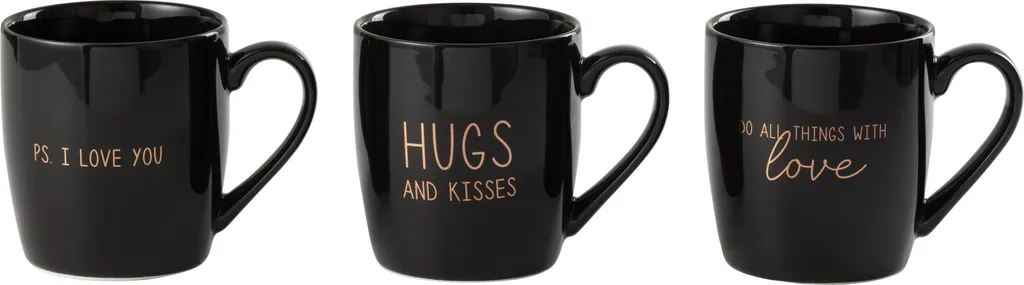 Gobelet Céramique qui Garde le Café Chaud Lot de 3 Tasses Noires J-Line
