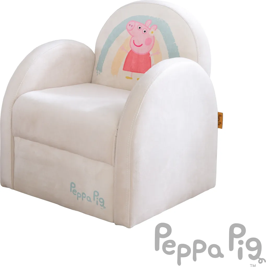 Poltroncina per bambini roba con design Peppa Pig - Poltroncina con braccioli dai 18 mesi - Portata massima 80 kg - Rivestimento in velluto beige