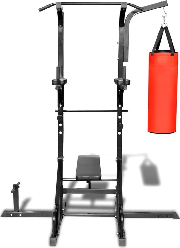 vidaXL Fitness Kraftturm mit Trainingsbank und Boxsack