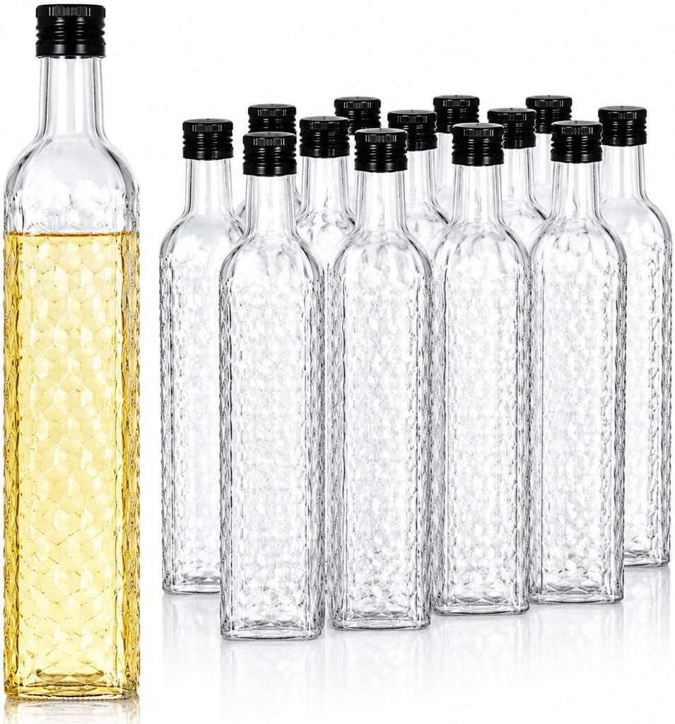 12er Set Glasflaschen 500 ml mit Schraubverschluss – Produktbild 