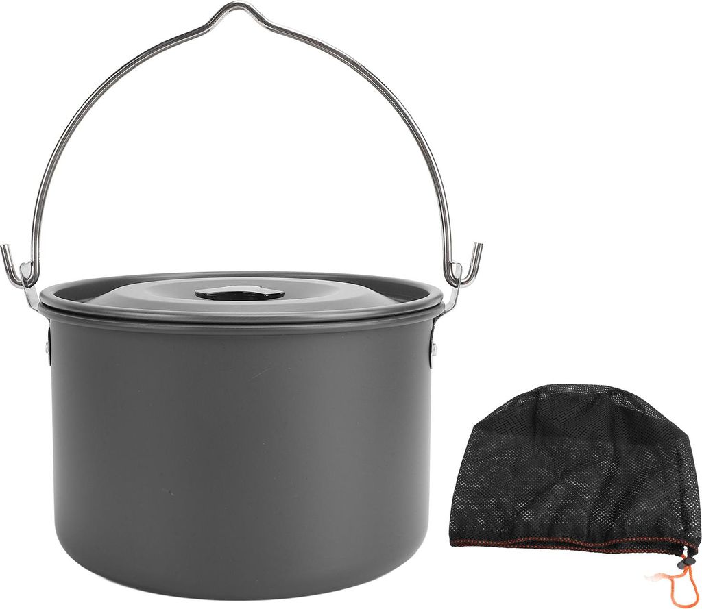 Camping-Hängetopf, großes Fassungsvermögen, Aluminiumlegierung, antihaftbeschichtet, multifunktional, tragbar, hitzebeständig, zum Kochen am La...
