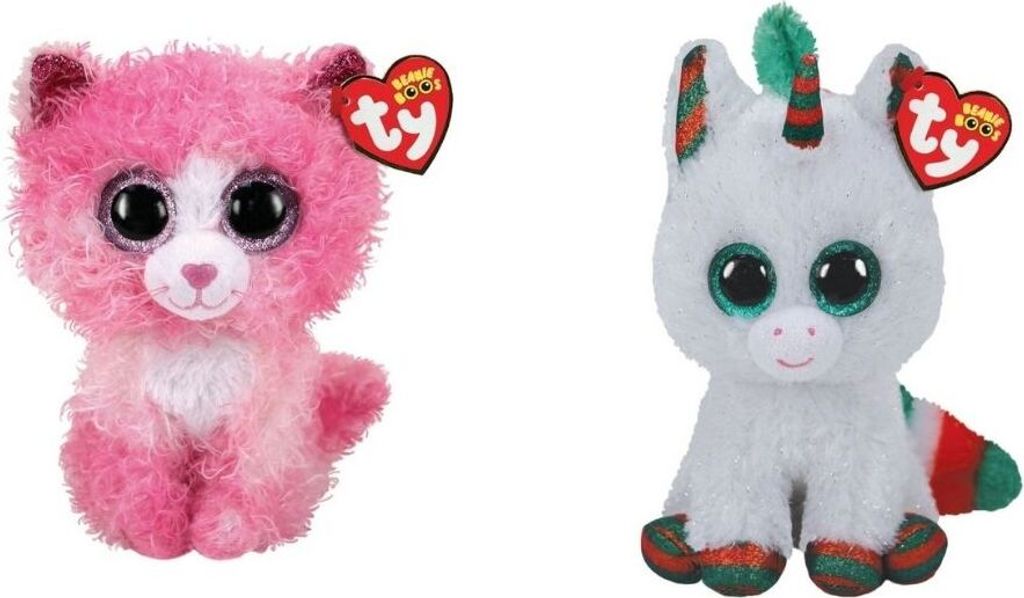 Ty - Stofftiere - Beanie Boo's - Reagan Cat & Christmas Unicorn