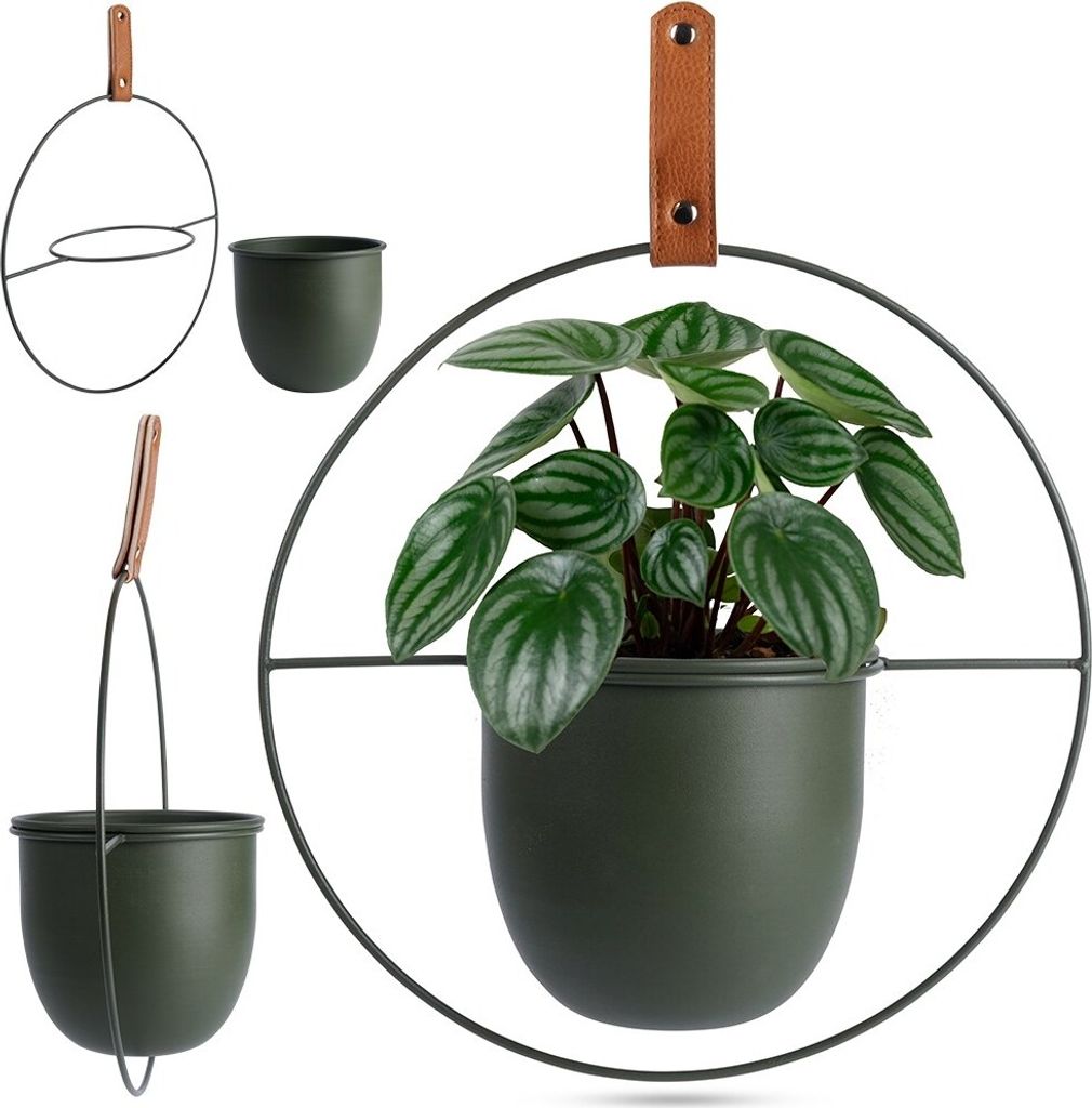 Hängepflanztopf Übertopf Blumenampel Hängetopf aus Metall grün 30x30 cm