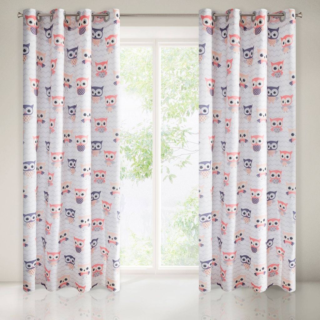 Dìtská opona Eurofirany Owlen White / Rosa 140 cm x 250 cm Obrázek produktu 