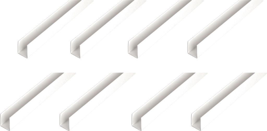 Alberts 8 x U-Profil, Aluminium, weiß, 10 x 12 x 10 x 1 mm, Länge 2 m