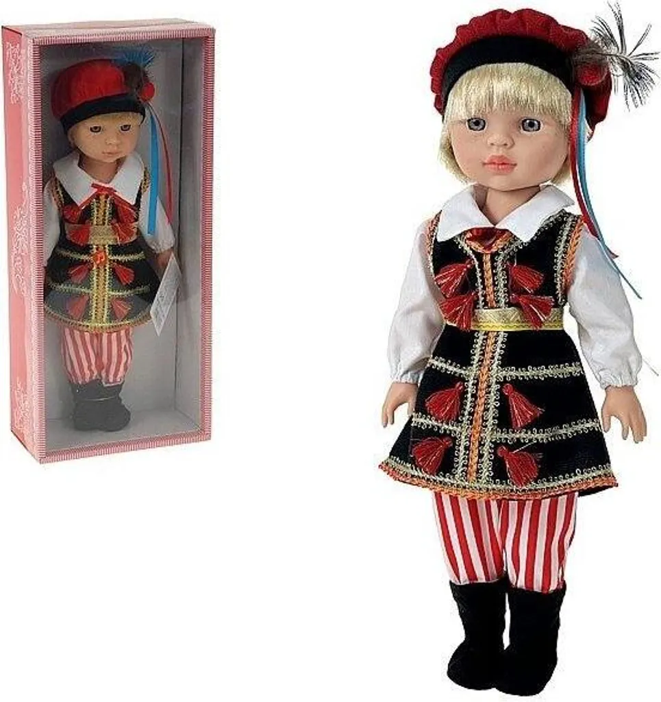 Poupée polonaise garçon 38cm habit traditionnel et fonction sonore vocal