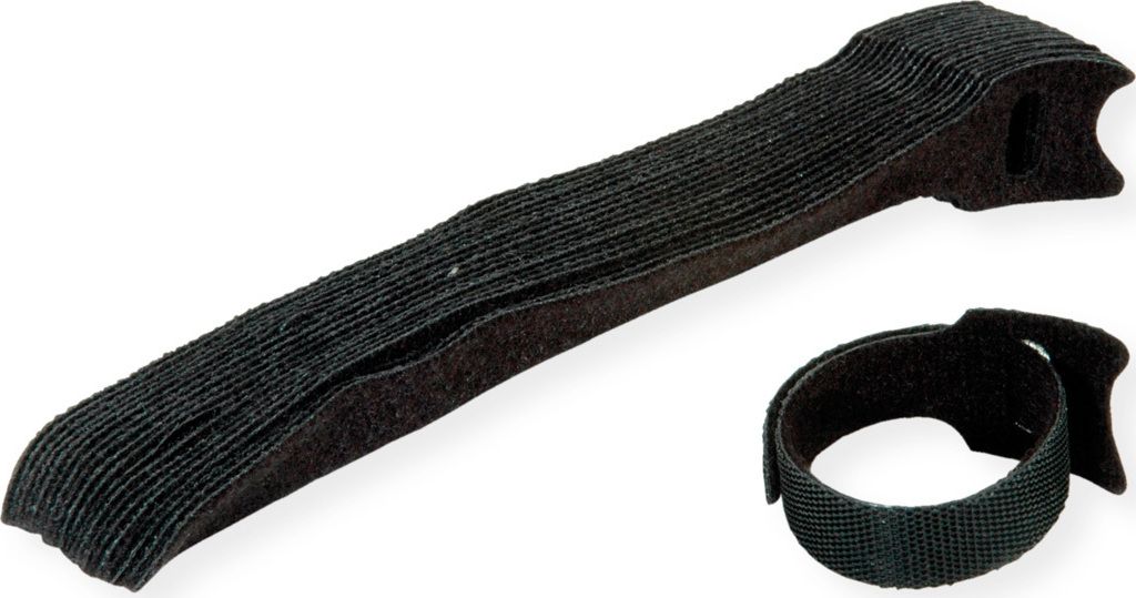 VALUE Klettbänder mit Lasche, 20Stk., schwarz, 15 cm