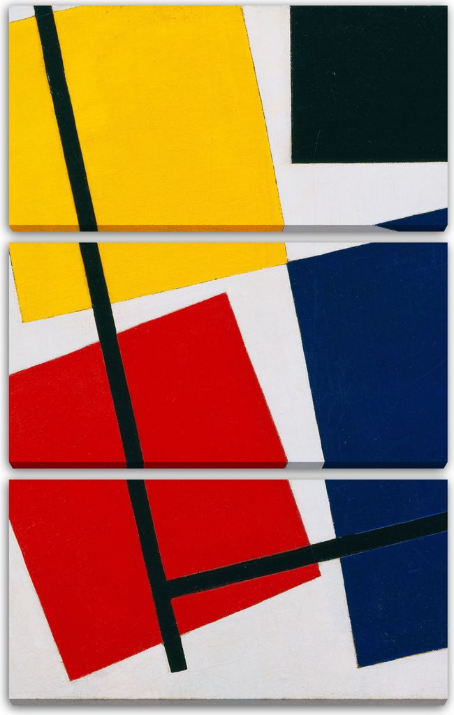 Leinwandbild 3-teilig (80x120cm): Theo von Doesburg - Simultane Gegen-Komposition, echter Holz-Keilrahmen inkl. Aufhänger, handgefertigt in Deutsc...