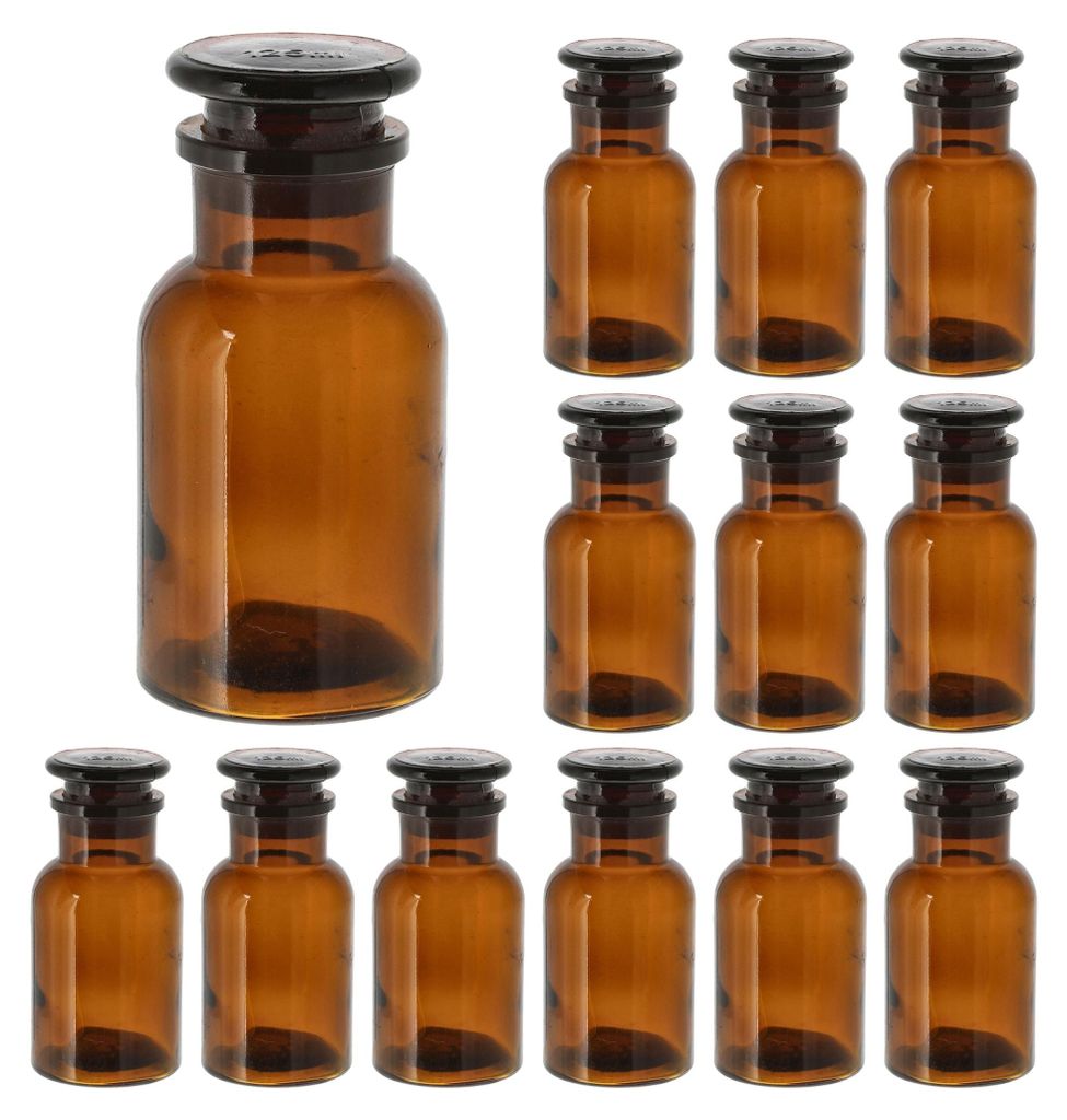 6 x Apothekerflaschen Braunglas mit Glasstopfen und Produktbild 