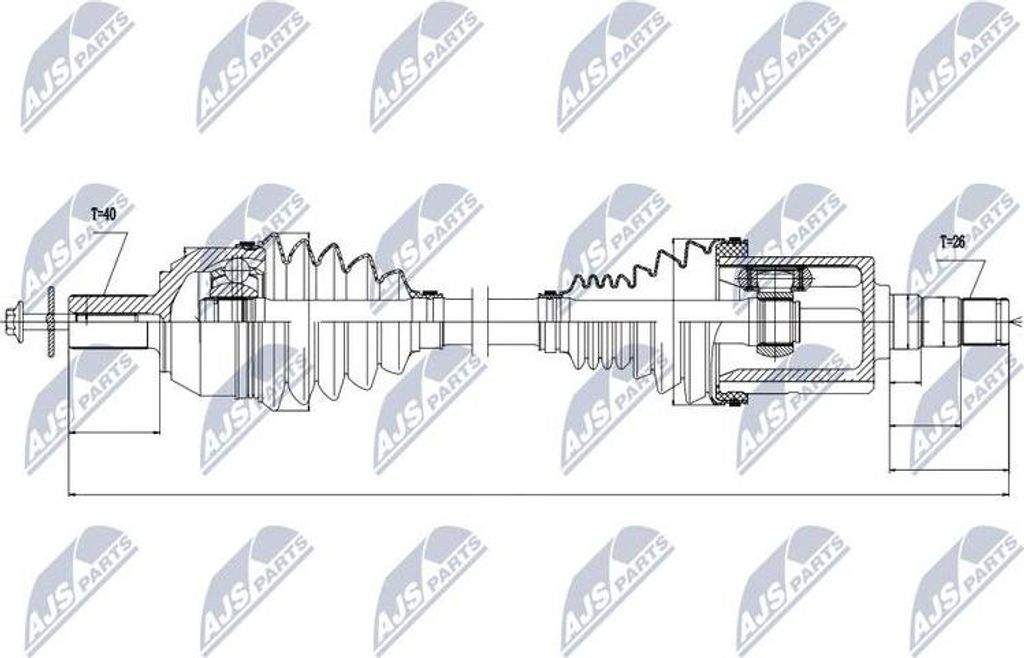 NTY NPW-VV-022 Antriebswelle OE 31367192 kompatibel mit S60, V60, V70