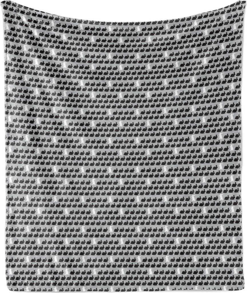 ABAKUHAUS Hase Weich Flanell Fleece Decke, Wiederkehrende Kaninchen-Layout, Gemütlicher Plüsch für den Innen- und Außenbereich, 125 x 175 cm, P...