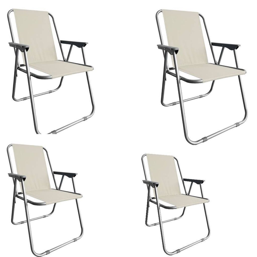 Campingstuhl Anglersessel Gartenstuhl Sessel mit Armlehne beige 4er Set