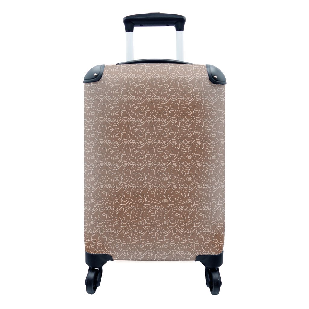 MuchoWow Koffer Handgepäck Trolley Rollkoffer Kleine Reisekoffer mit 4 Rollen - Porträt - Muster - Abstrakt - Cabin Size < 55x40x23 cm & 55x40x...