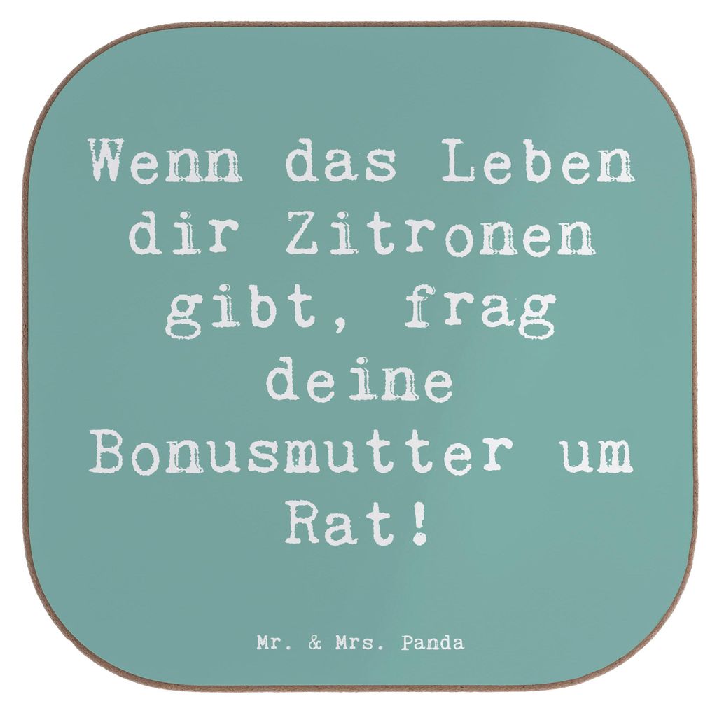 Mr. & Mrs. Panda Untersetzer für Gläser Spruch Rat bei Bonusmutter - Meeresbrise - Geschenk, Handarbeiten, Familie, bieruntersetzer, handgemacht,...