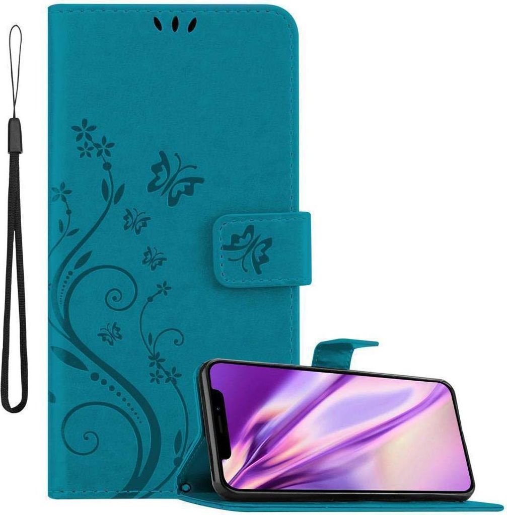 Cadorabo Hülle für Apple iPhone 11 PRO Schutz Hülle in Blau Schutzhülle Handy Hülle Etui Case Blumen Flower
