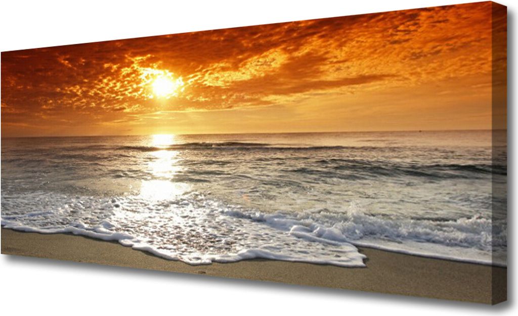 Tulup Leinwand-Bilder 125x50 Wandbild Canvas Kunstdruck Meer Sonne Landschaft