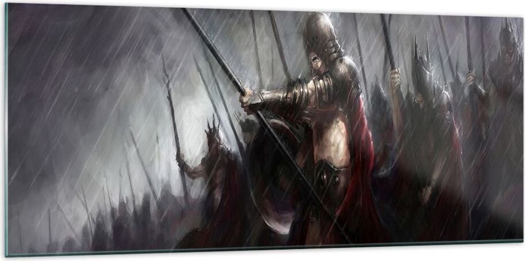 Bilder auf glas - ritter kampf feld - 120x50cm - Glasbilder - Wandbilder - Kunstdruck - zum Aufhängen bereit - Wanddekoration aus Glas - Glas Bild...