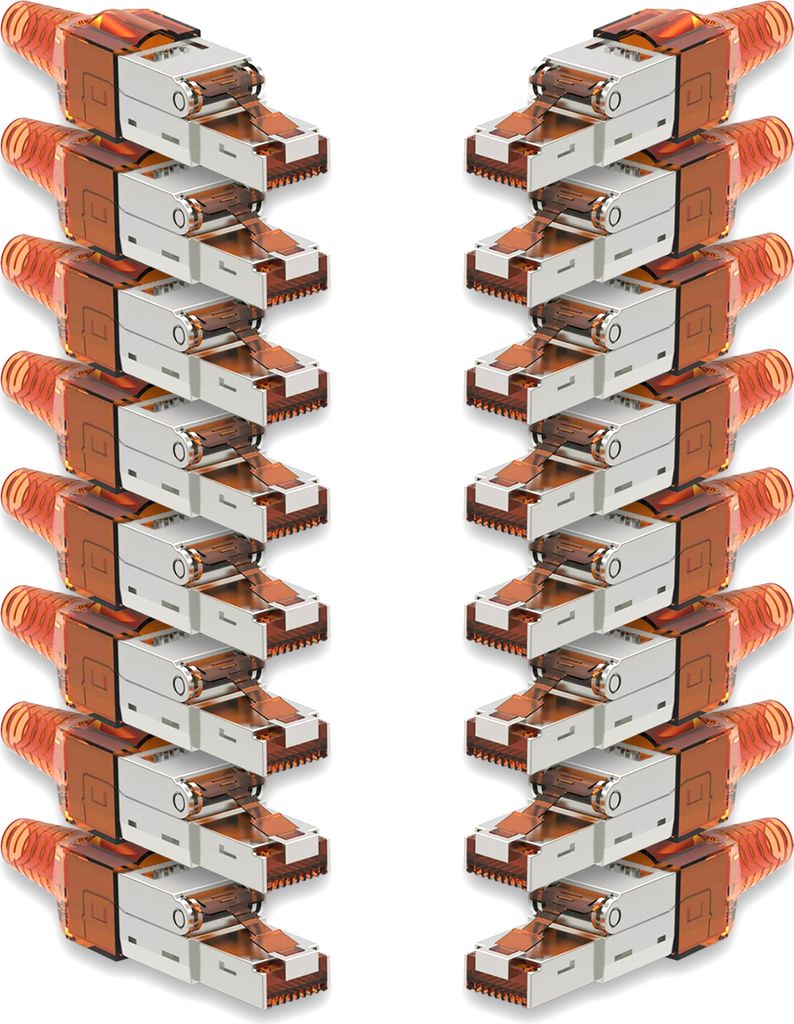 16x Netzwerk Stecker CAT 7 Werkzeuglos RJ45 CAT7 Netzwerkstecker Netzwerkkabel