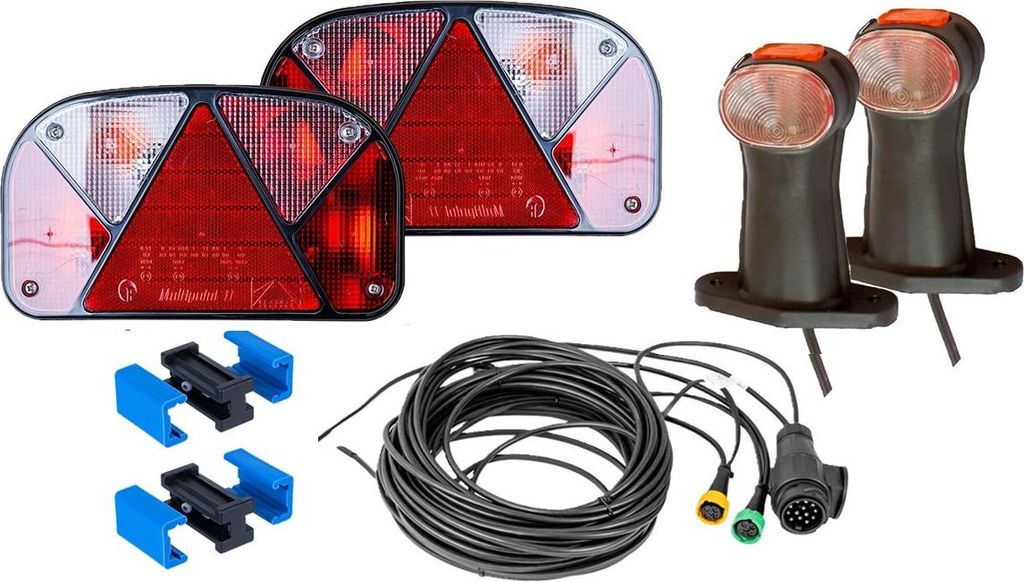 Lichtset: Aspöck Rückleuchten + Aspöck Seitenmarkierungsleuchten + Mantes 7M 13-Pin Kabelbaum + Schnellverbinder