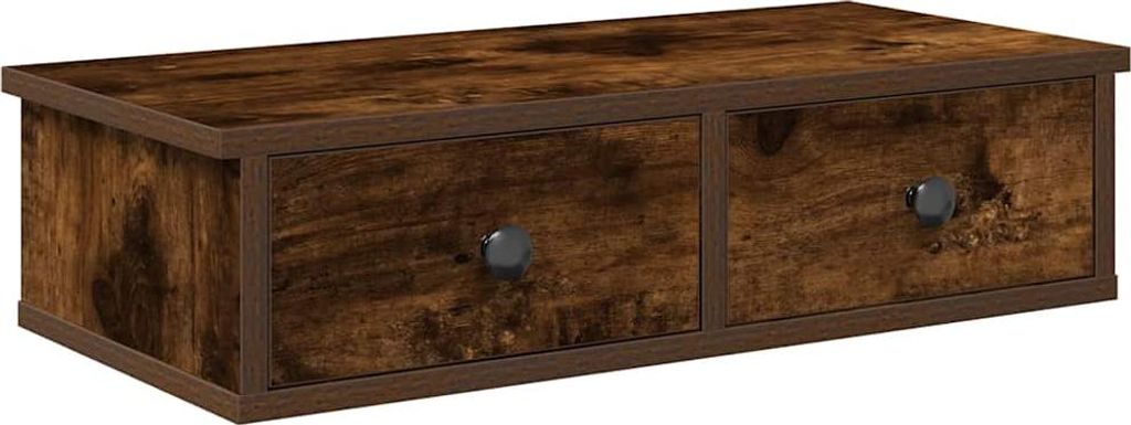 vidaXL Wandregal mit Schubladen Räuchereiche 60x28x15 cm Holzwerkstoff