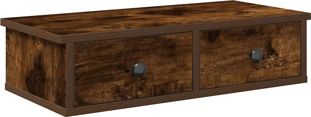 Mensola Sospesa vidaXL 60x28x15 cm Rovere Fumé | Design con Cassetti