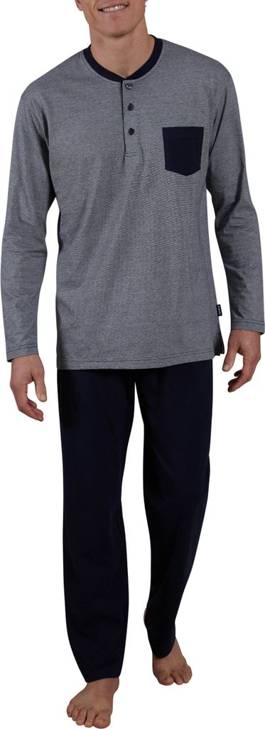 CECEBA Herren Pyjama, langarm, Baumwolle, Single Jersey, navy, gestreift Größe: 80