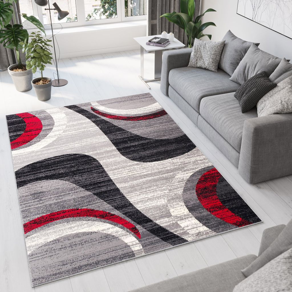 Teppich Modern Kurzflor  Mehrfarbig für Wohnzimmer Schlafzimmer Viereck Muster 