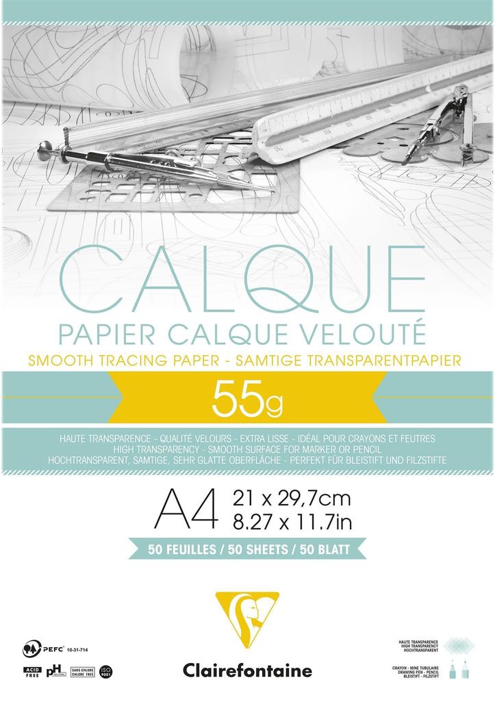 Clairefontaine Transparentp blk A4 gel 50 Bl 55g