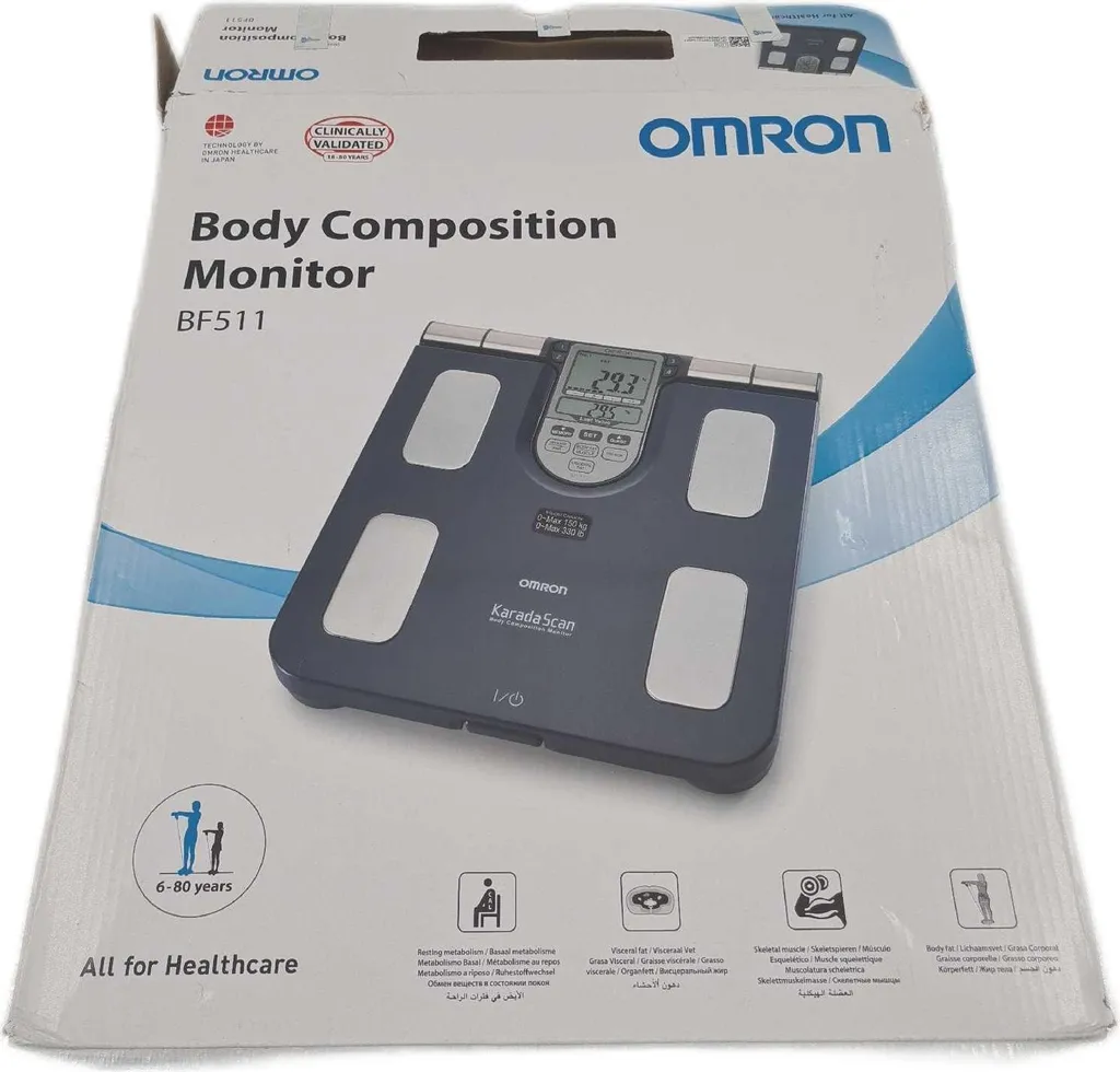 Bilancia Elettronica Omron BF511: Design Quadrato e Precisione Blu - 37