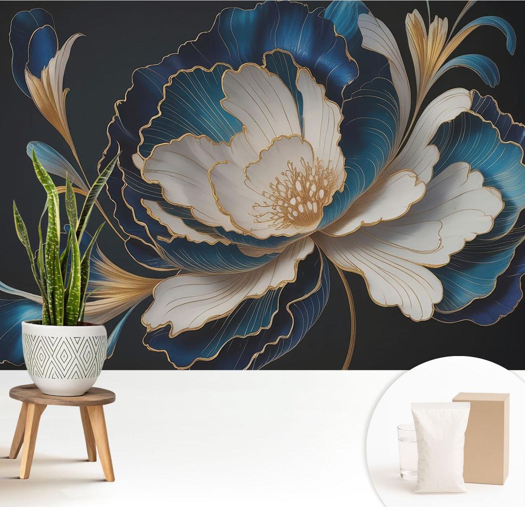 Fototapete - 208x146 cm - Tapete - Wandtapete - Wandbilder - Dekofolie - Tapete Folie - Wand - Dekoration - Wohnzimmer - Blumenmuster