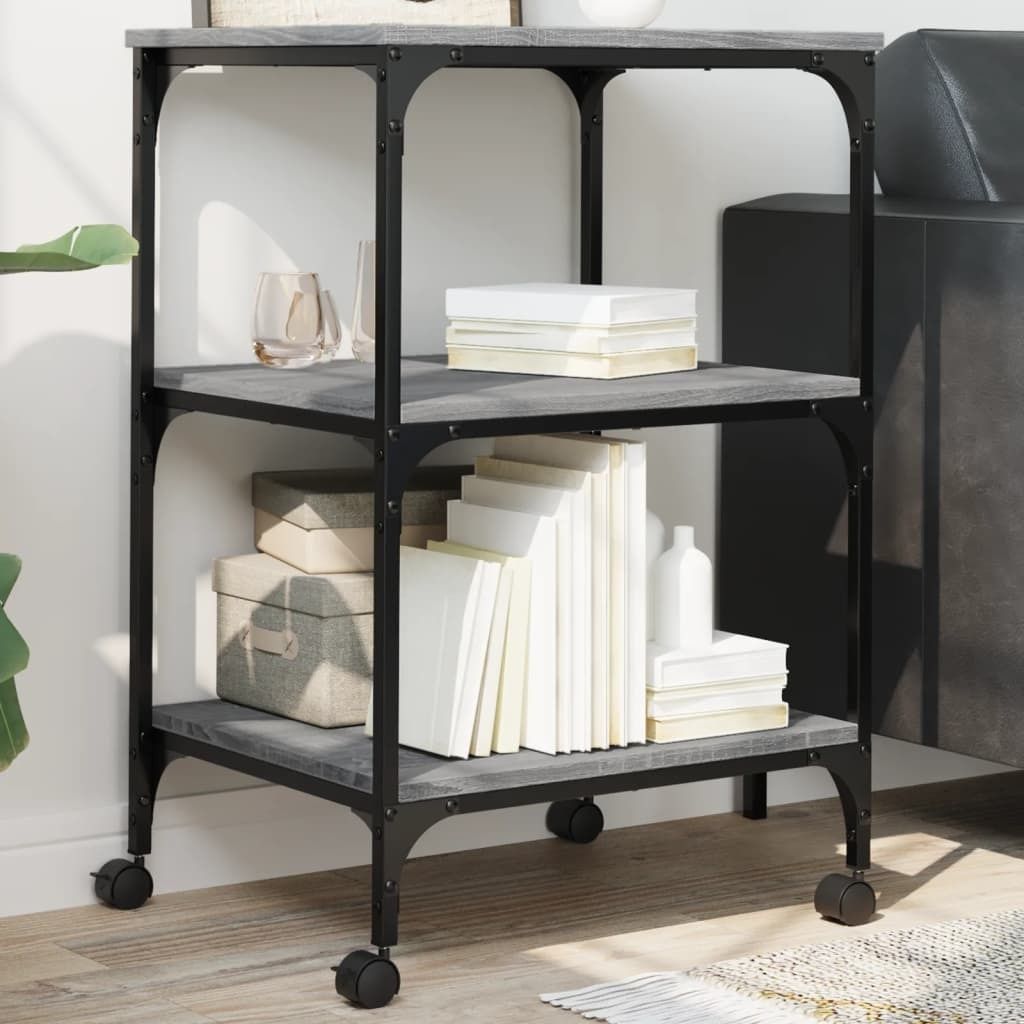 Möbel Druckerständer 3 Ablagen Grau Sonoma 50x41x75 cm Holzwerkstoff - Schreibtische 842289